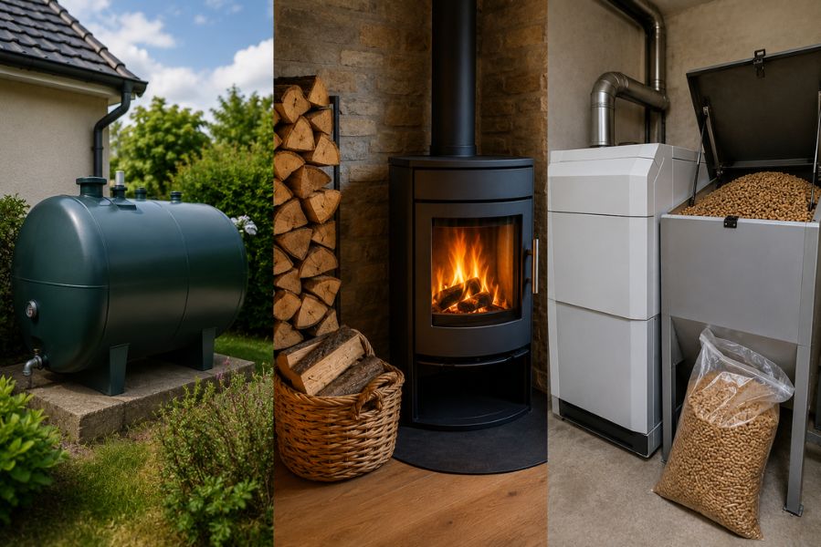 Comparaison des solutions de chauffage domestique avec cuve à fioul, poêle à bois et chaudière à granulés dans une maison individuelle de l'Aisne.